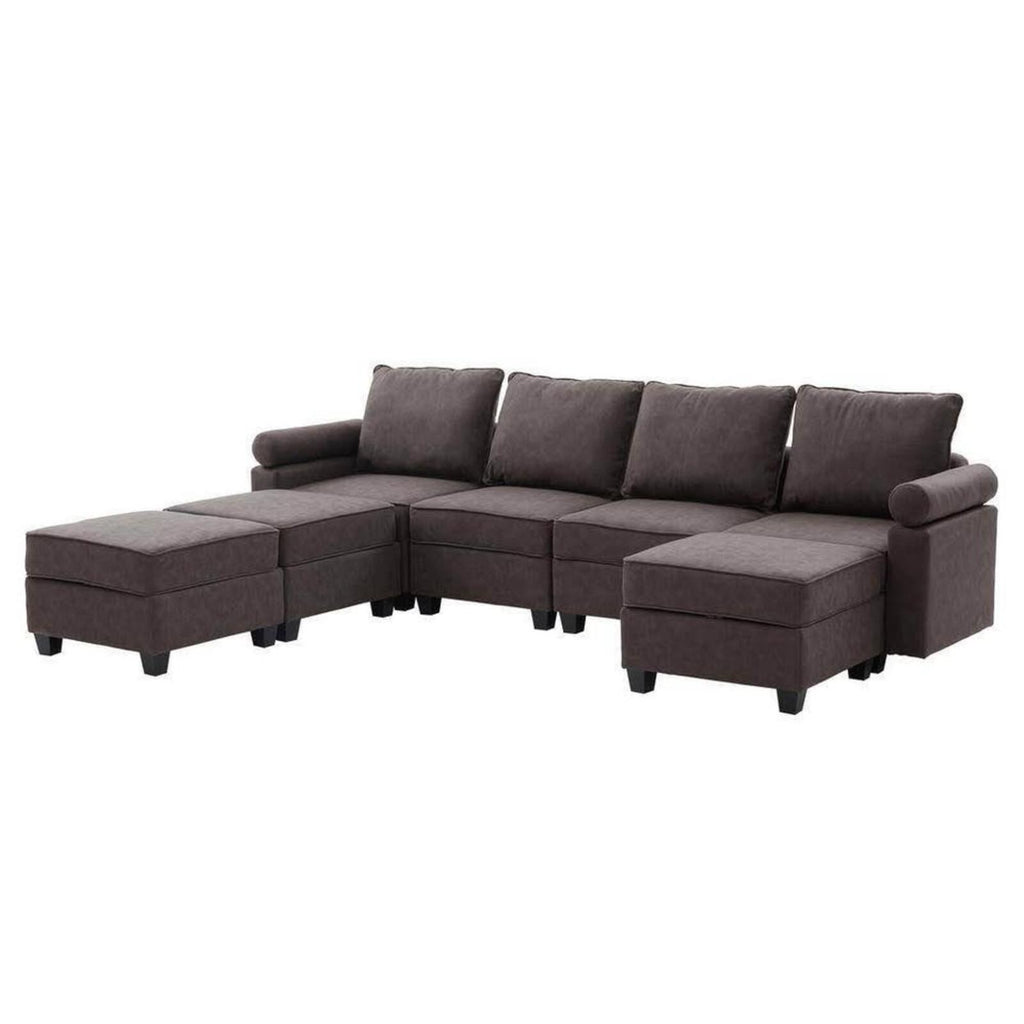 Dark Gray U-Shaped Sectional Sofa with Double Storage Chaises
