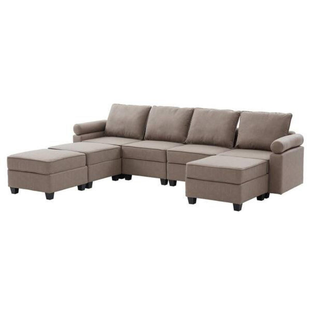 Modern linen U-Shaped Modular Sectional Sofa