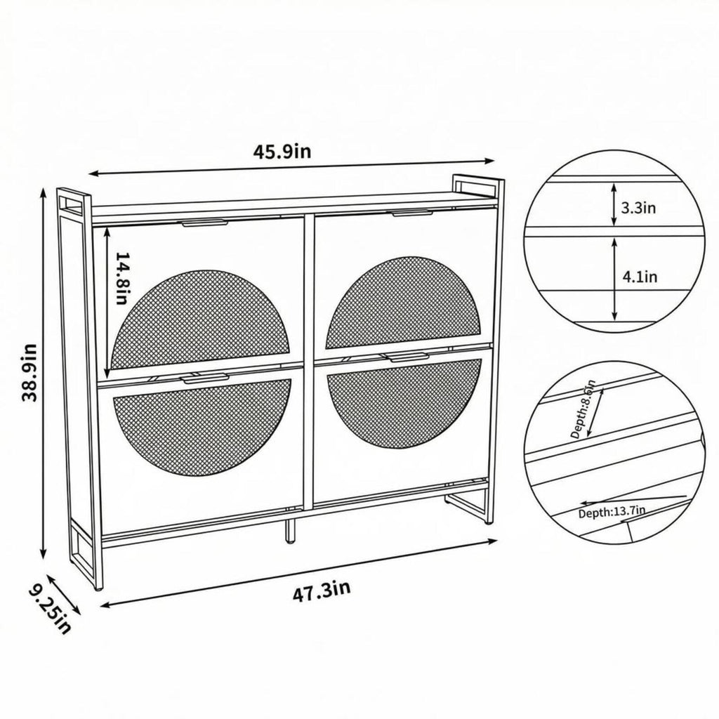 Modern Cane white shoe cabinet