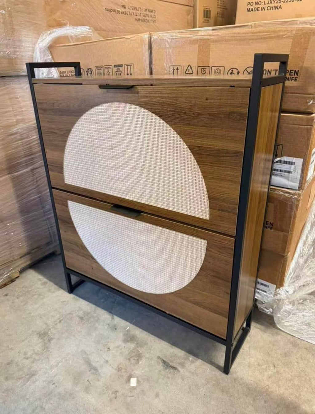 New Modern Cane Shoe Cabinet Storage