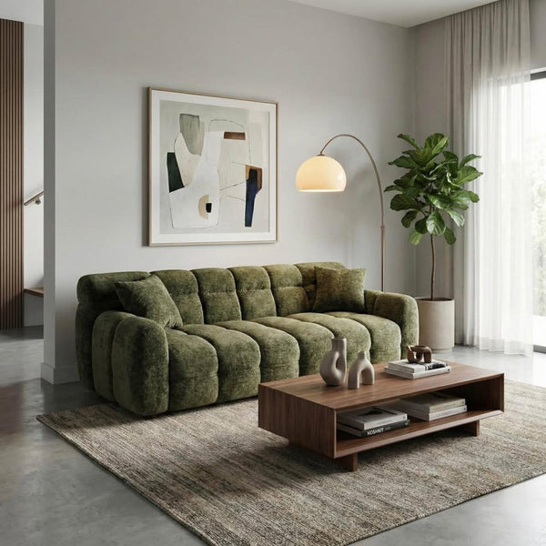 Modern Tufted Moss Green Sofa