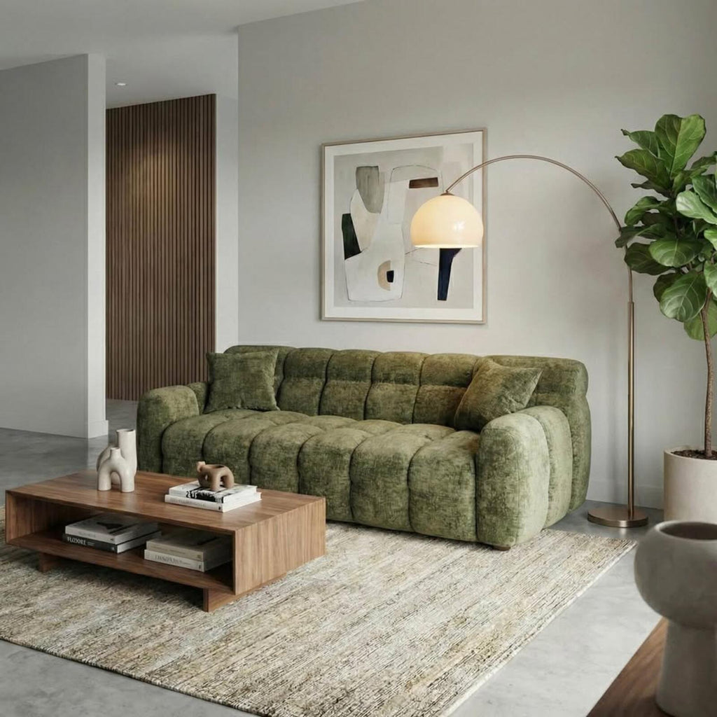 Modern Tufted Moss Green Sofa