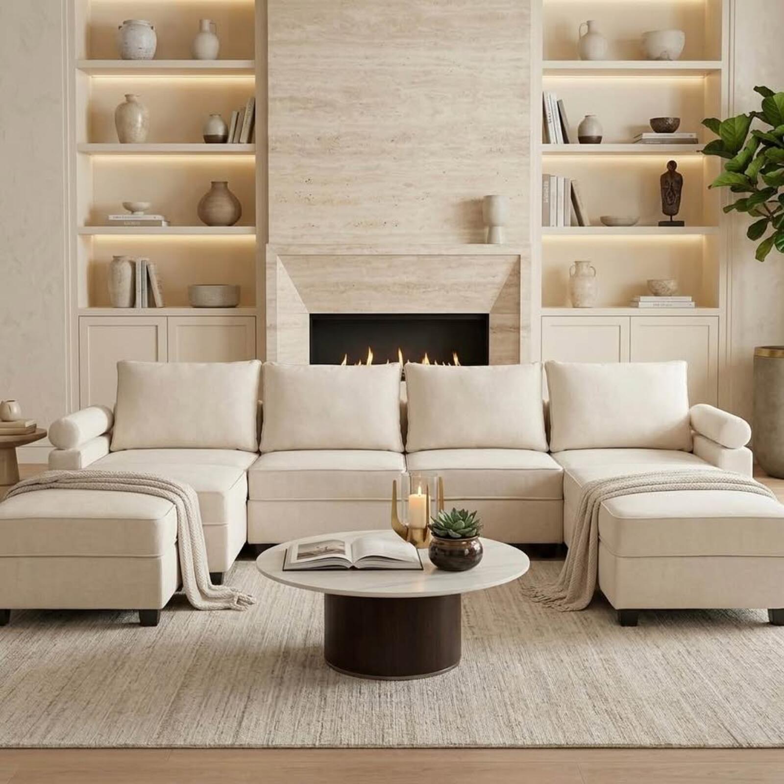New "Boyel Living" White/Light Grey/Dark Grey Modular Sectional Sofa with Storage