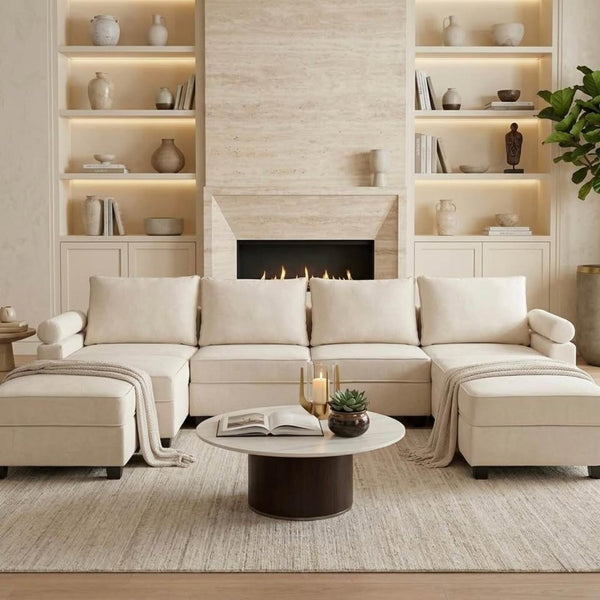 New "Boyel Living" White/Light Grey/Dark Grey Modular Sectional Sofa with Storage