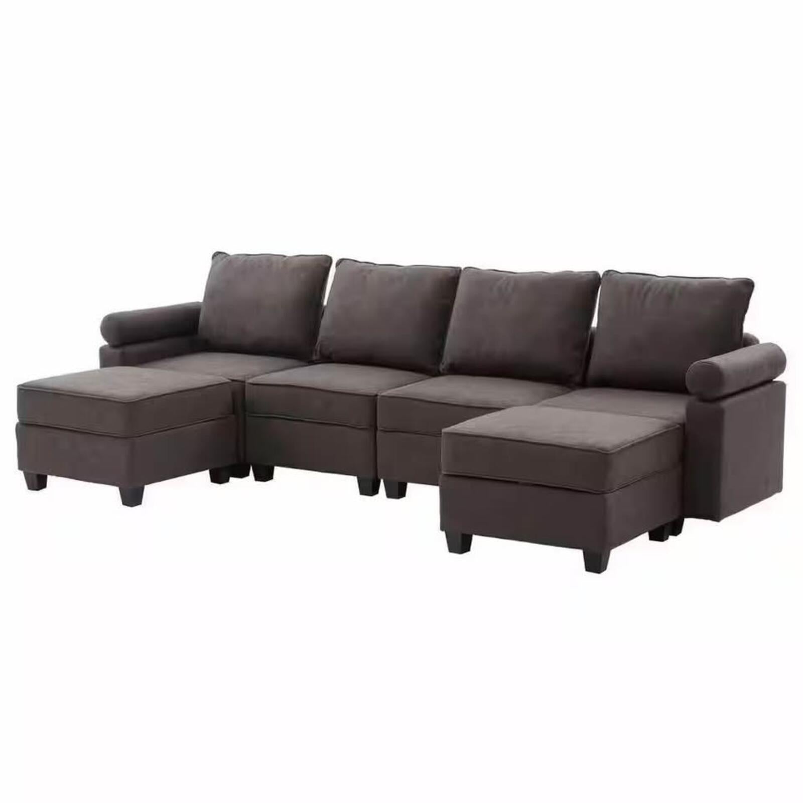Dark Gray U-Shaped Sectional Sofa with Double Storage Chaises