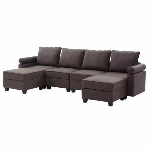 Dark Gray U-Shaped Sectional Sofa with Double Storage Chaises