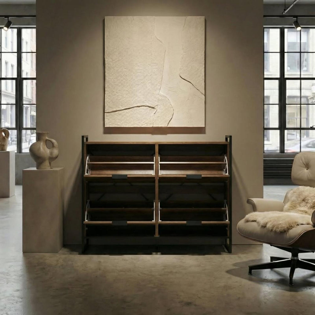 New Modern Cane Shoe Cabinet Storage