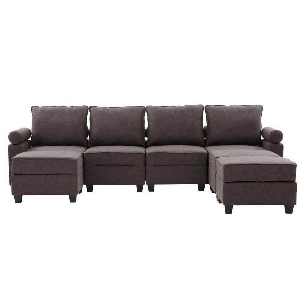 Dark Gray U-Shaped Sectional Sofa with Double Storage Chaises