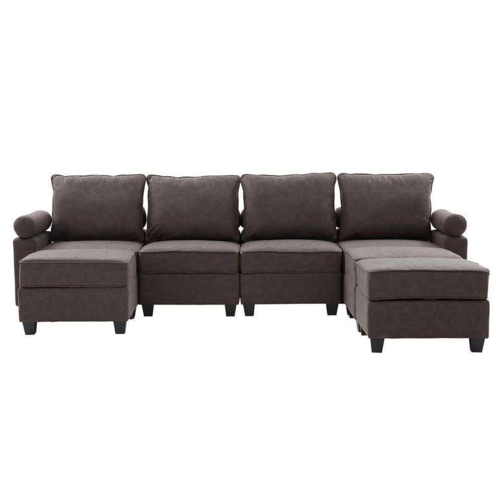 Dark Gray U-Shaped Sectional Sofa with Double Storage Chaises
