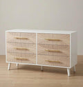Modern white 6-drawer dresser carved wood gold pulls