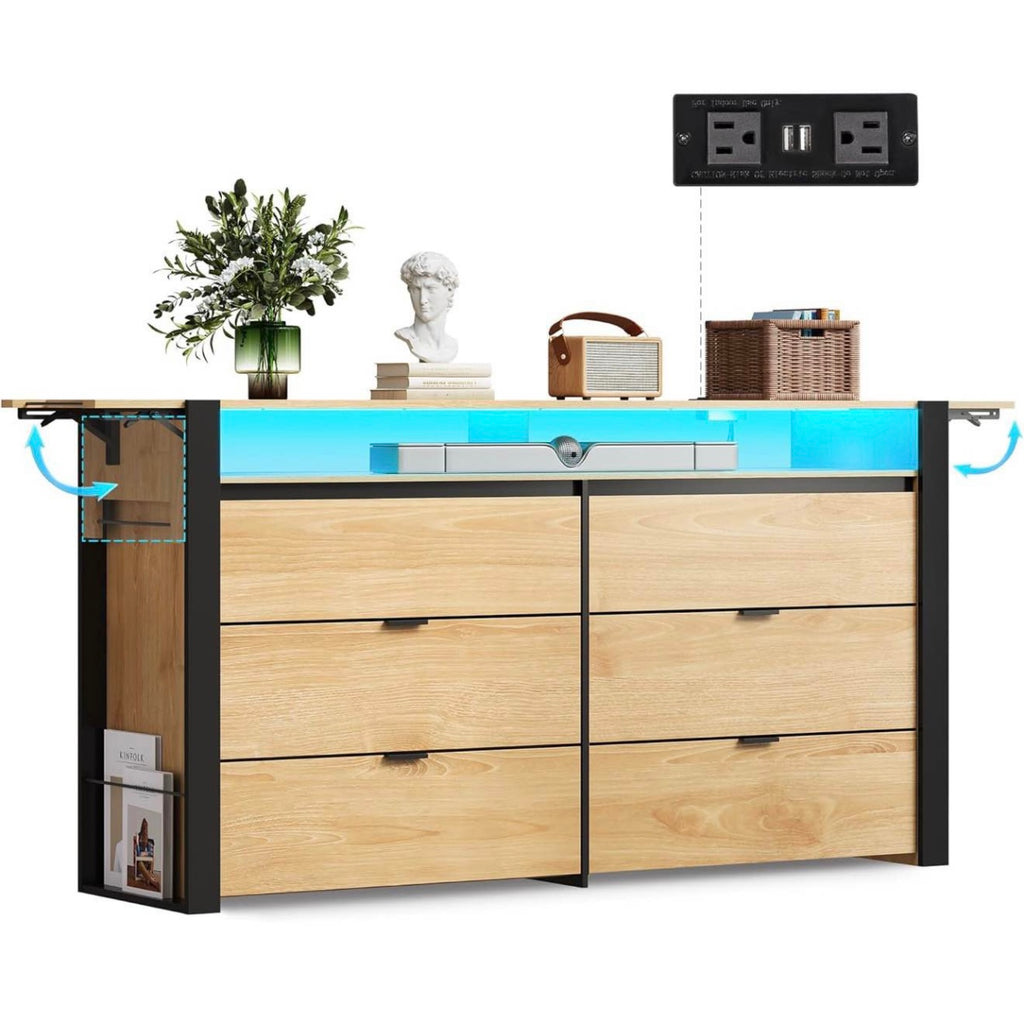 9-Drawer Dresser with Flexible Shelves and Charging Station