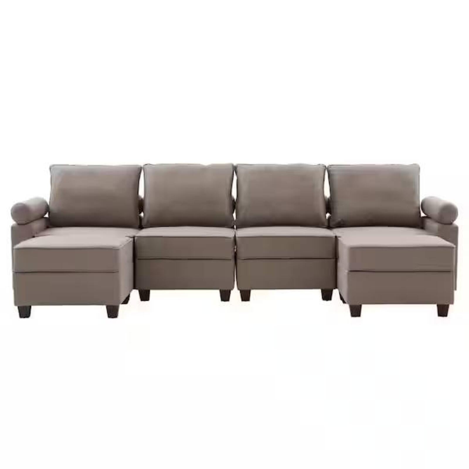 Modern linen U-Shaped Modular Sectional Sofa