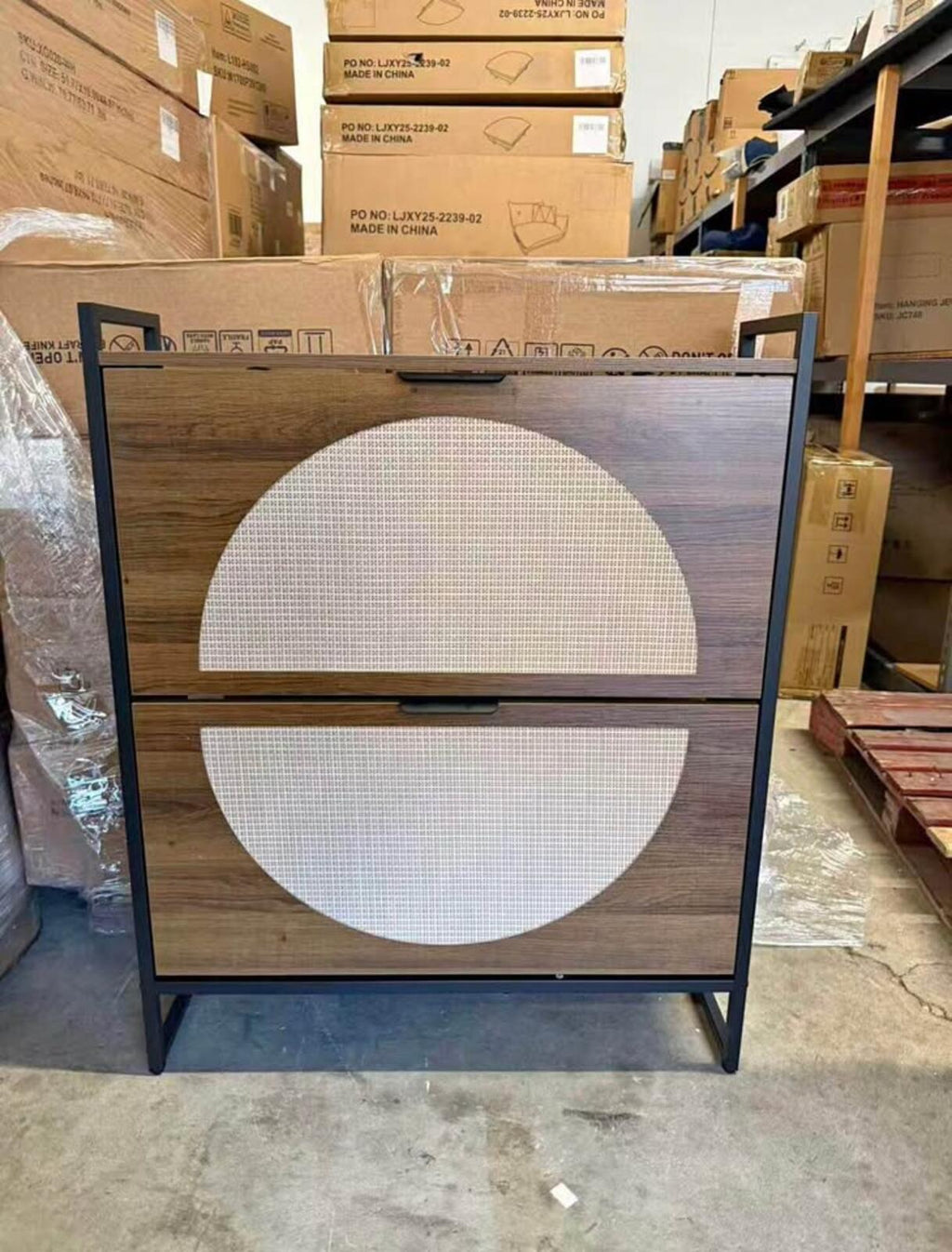 New Modern Cane Shoe Cabinet Storage