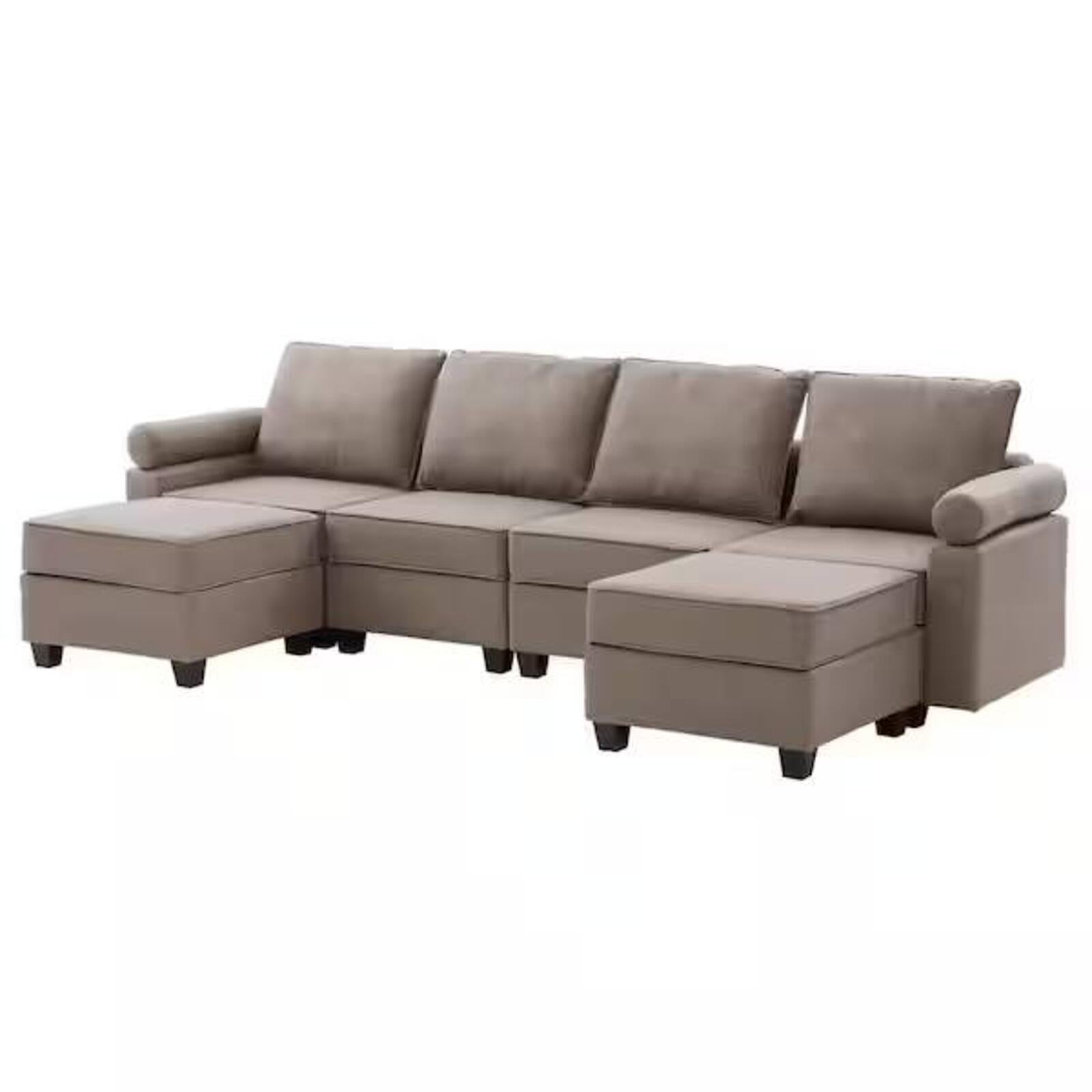 Modern linen U-Shaped Modular Sectional Sofa