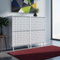 Modern White Geometric Shoe Storage Cabinet