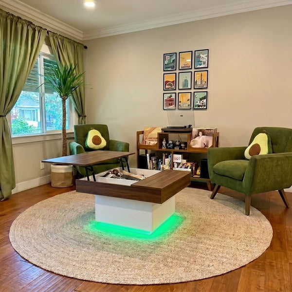 Modern Lift Top Coffee Table with Charging Station and LED Lights