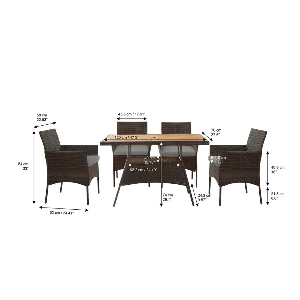 Outdoor dining set dimensions